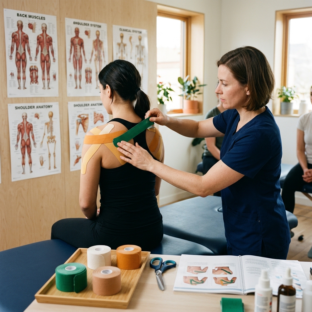 Aplicación de kinesiotape sobre la musculatura.